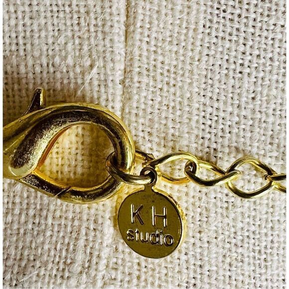 KH Studio Gold Tone Resin Green Enamel Statement Necklace Peacock-like - Picture 5 of 9